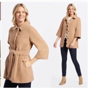 NWT Draper James camel wool scalloped jacket S/M